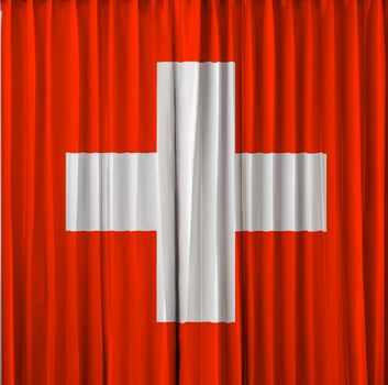 Switzerland flag on curtain