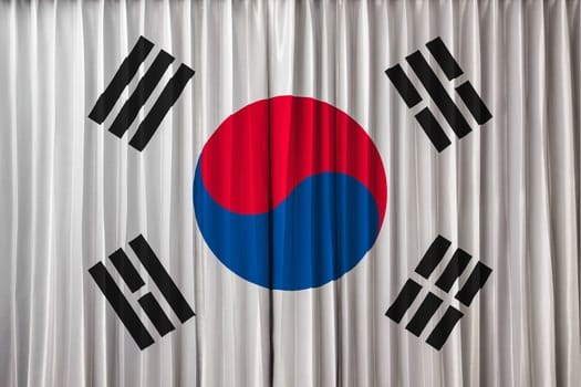 South Korea flag on curtain