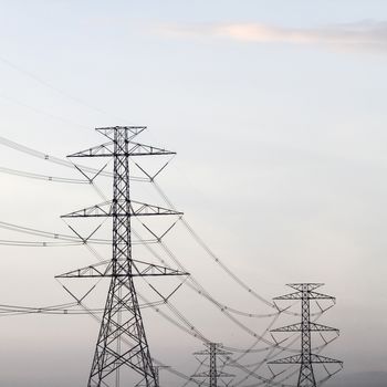 Power transmission tower line of electricity distribution