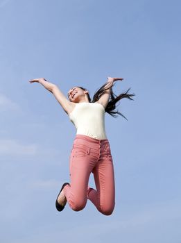  joyful woman leaping