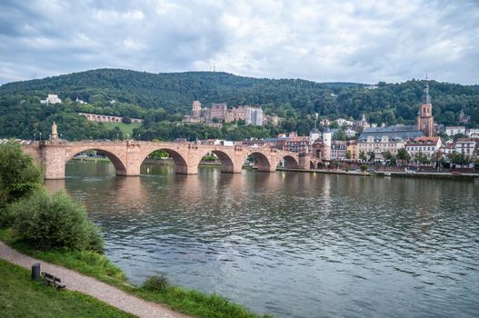 view of the old town of Heidelberg with the castle