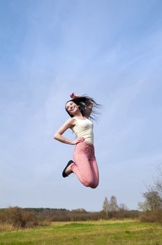  joyful woman leaping