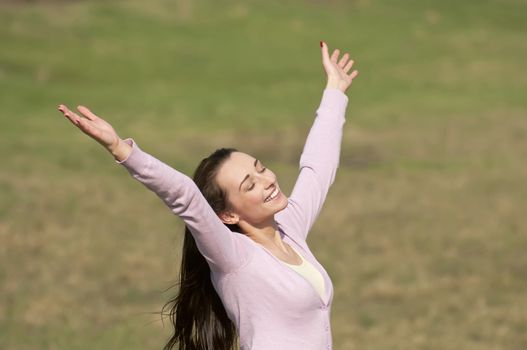 happy smiling woman rejoicing