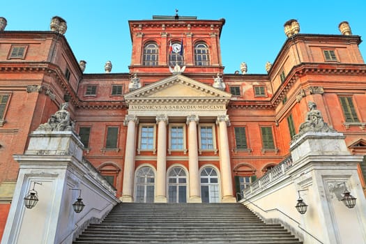 The Royal House of Savoy palace located in town of Racconigi, Italy (exterior view).