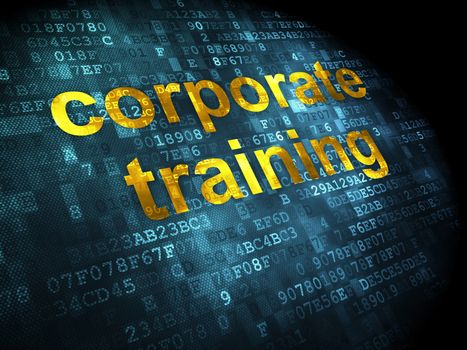Education concept: pixelated words Corporate Training on digital background, 3d render