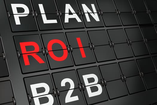 Business concept: ROI on airport board background, 3d render