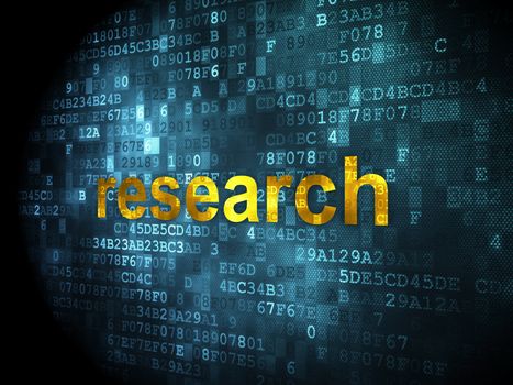 Advertising concept: pixelated words Research on digital background, 3d render