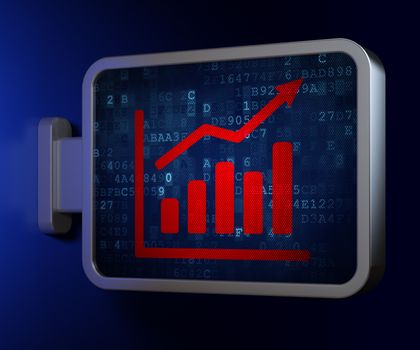 Finance concept: Growth Graph on advertising billboard background, 3d render