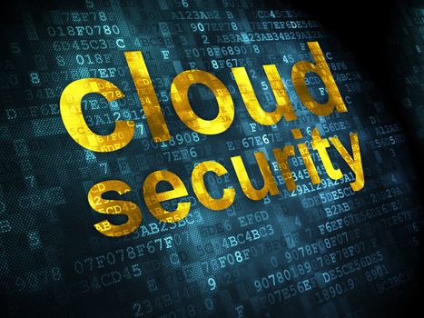 Cloud computing concept: pixelated words Cloud Security on digital background, 3d render