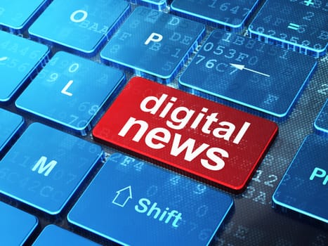 News concept: computer keyboard with word Digital News on enter button background, 3d render