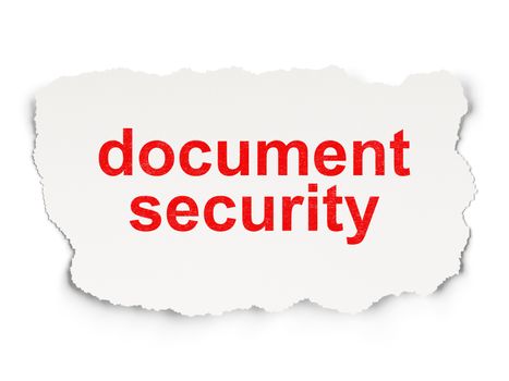 Protection concept: torn paper with words Document Security on Paper background, 3d render