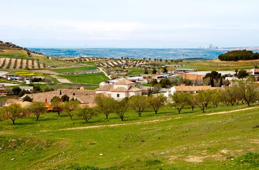 Fields around old town Chinchon in Spain