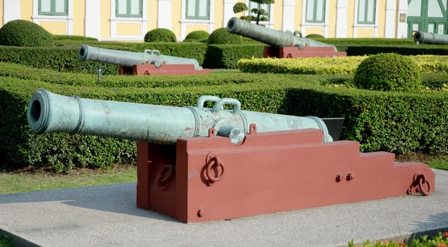 Ancient canons in garden of Ministry of Defense, Thailand
	
