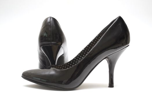 Detail of a pair black ladies high heels