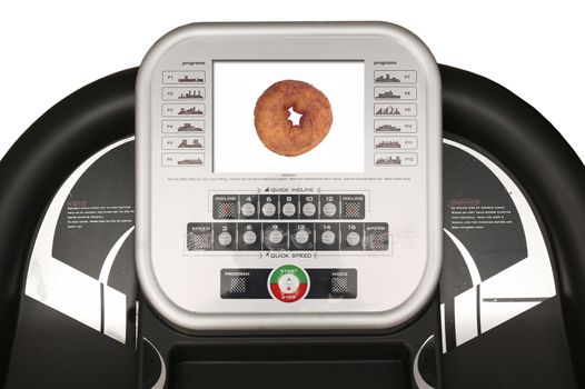 An exercise treadmill on a plain background