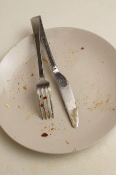 A dinner plate isolated on a kitch bench