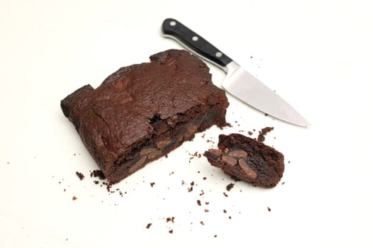 Chocolate cake isolated on a kitchen bench