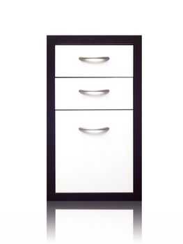 A set of cabinet draws isolated against a white background