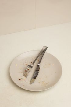 A dinner plate isolated on a kitch bench