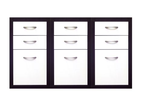 A set of cabinet draws isolated against a white background