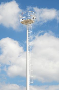 White Pylon Tower Stair on a Cloudy Day