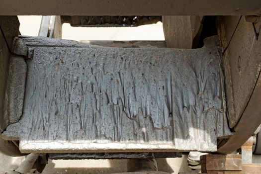 eroded surface of the mill wheel blades