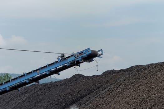 Coal mining in an open pit with huge industrial machine