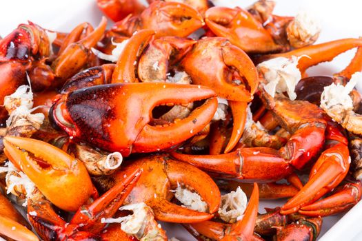 Pile of Boiled Pincers from Esanthelphusa dugasti , rice field crab