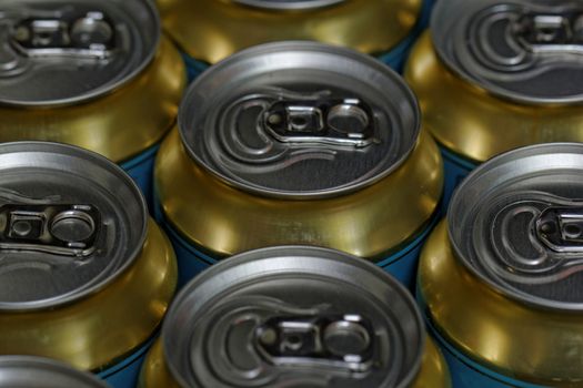 Much of drinking cans close up