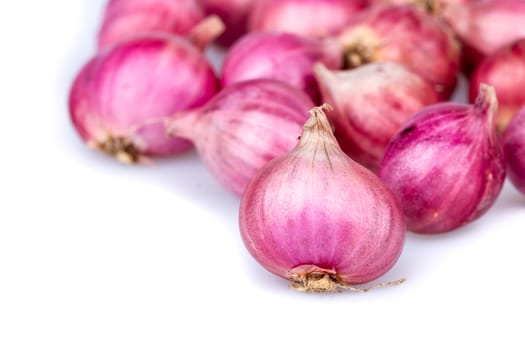 Pile of Shallots vegetables on white  background