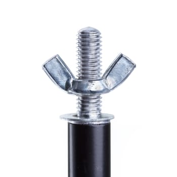 Wing nut with black round tube on white background