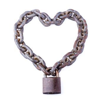 chain and padlock on white background