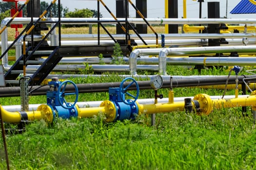 industrial pipes at an oil well