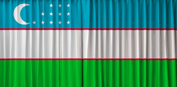 Uzbekistan flag on curtain