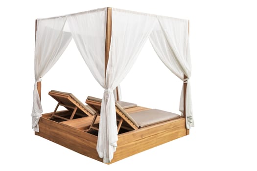 empty beach chair spa sun bed on white background