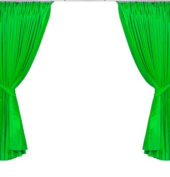 green curtains on white background