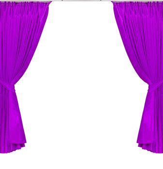 violet or magenta curtains on white background