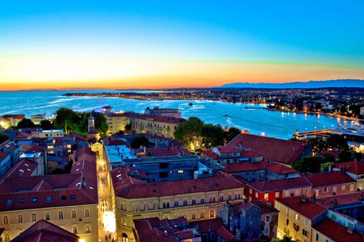 Colorful nightscapes of city Zadar, Dalmatia, Croatia