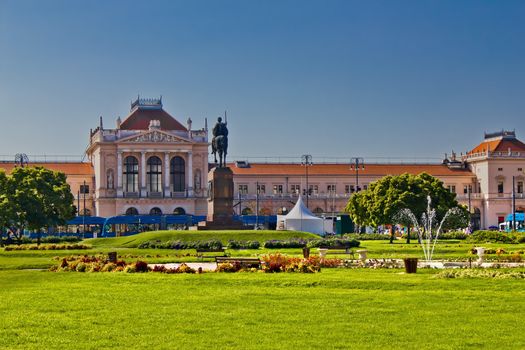 Zagreb central railway station and Tomislav square park