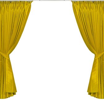 yellow curtains on white background