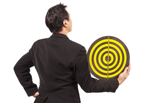 businessman holding target