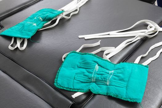 surgery mask fabric on bed for medical care