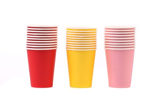 Colorful paper coffee cup. Isolated on white background