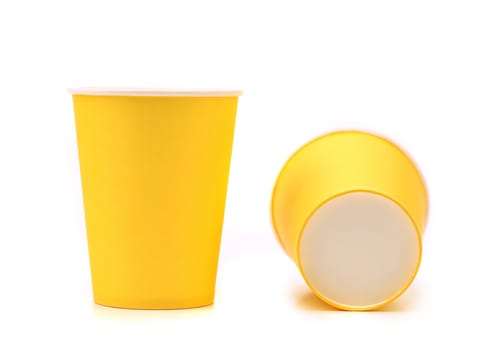 Colorful paper coffee cup. Isolated on white background