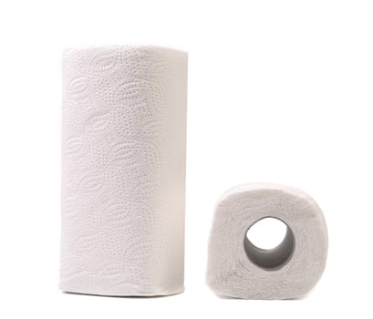 Paper towel roll isolated on a white background.