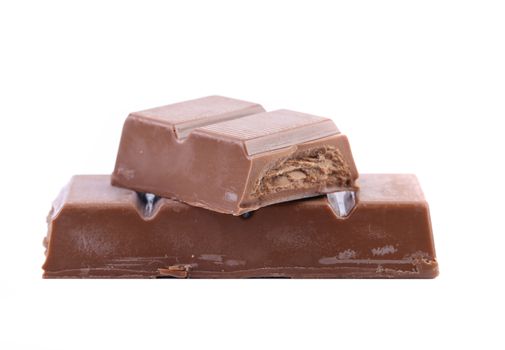 Chocolate bar with filling isolated on a white background