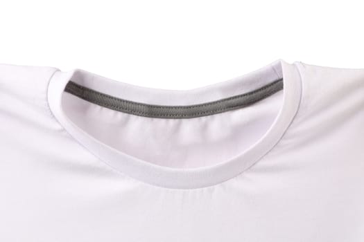 Neck of T-shirt isolated on white background. Front.