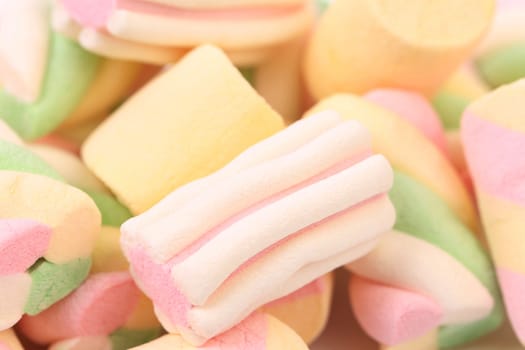 Different colorful marshmallow. Close up. Whole background.