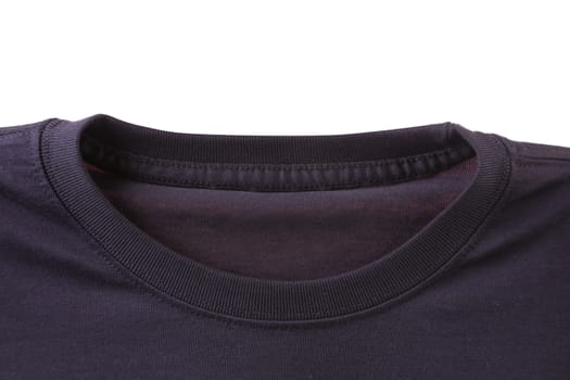 Neck of T-shirt isolated on white background. Front.