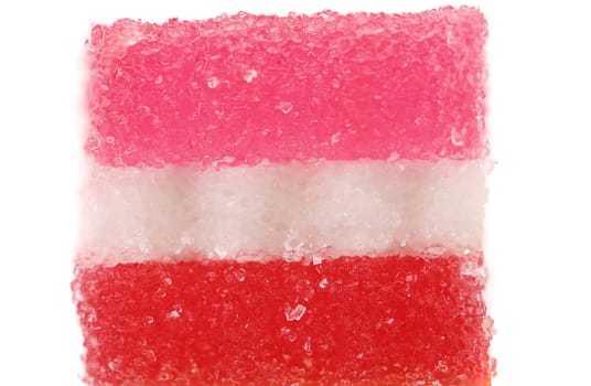 Classic fruit jelly. Close up. White background.